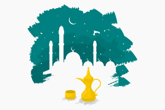 Download Arab Coffee on Brushed Mosque Silhouette - Brush Collection